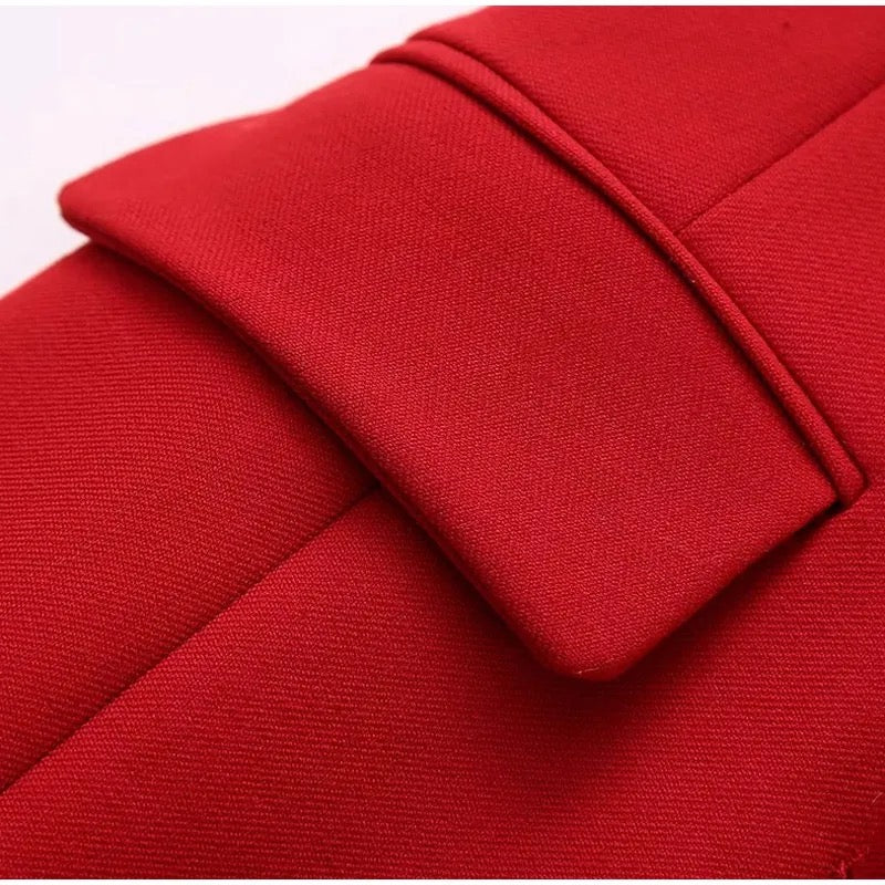 Sleeveless Button Up Red Women Dress